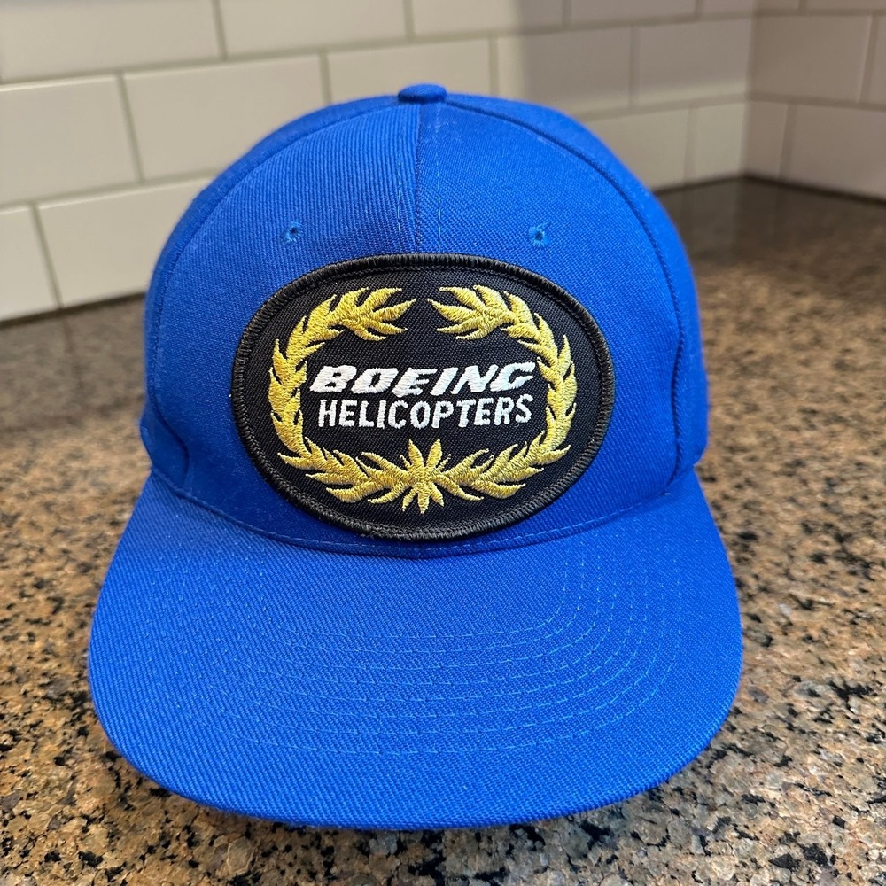 Vtg Boeing Helicopters King's Cap Snapback Hat One Size Adjustable Blue